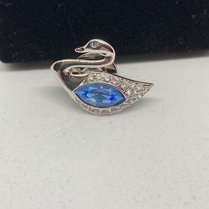 CLOSEOUT Set of 8 Swarovski Aqua Crystal Pin with Velvet Keepsake Bag